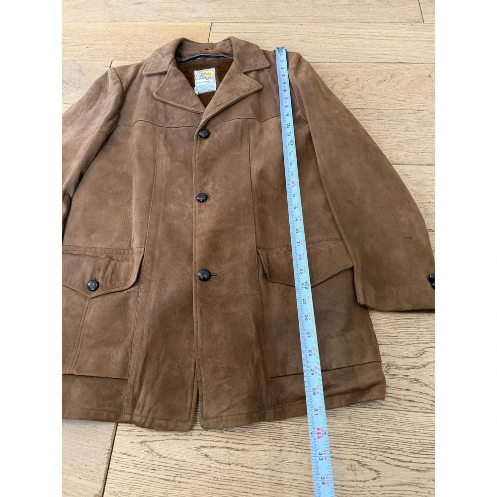 Vintage Furland Quinlon Fur Lined Suede Jacket Mens Brown Classic Style Coat XL‎